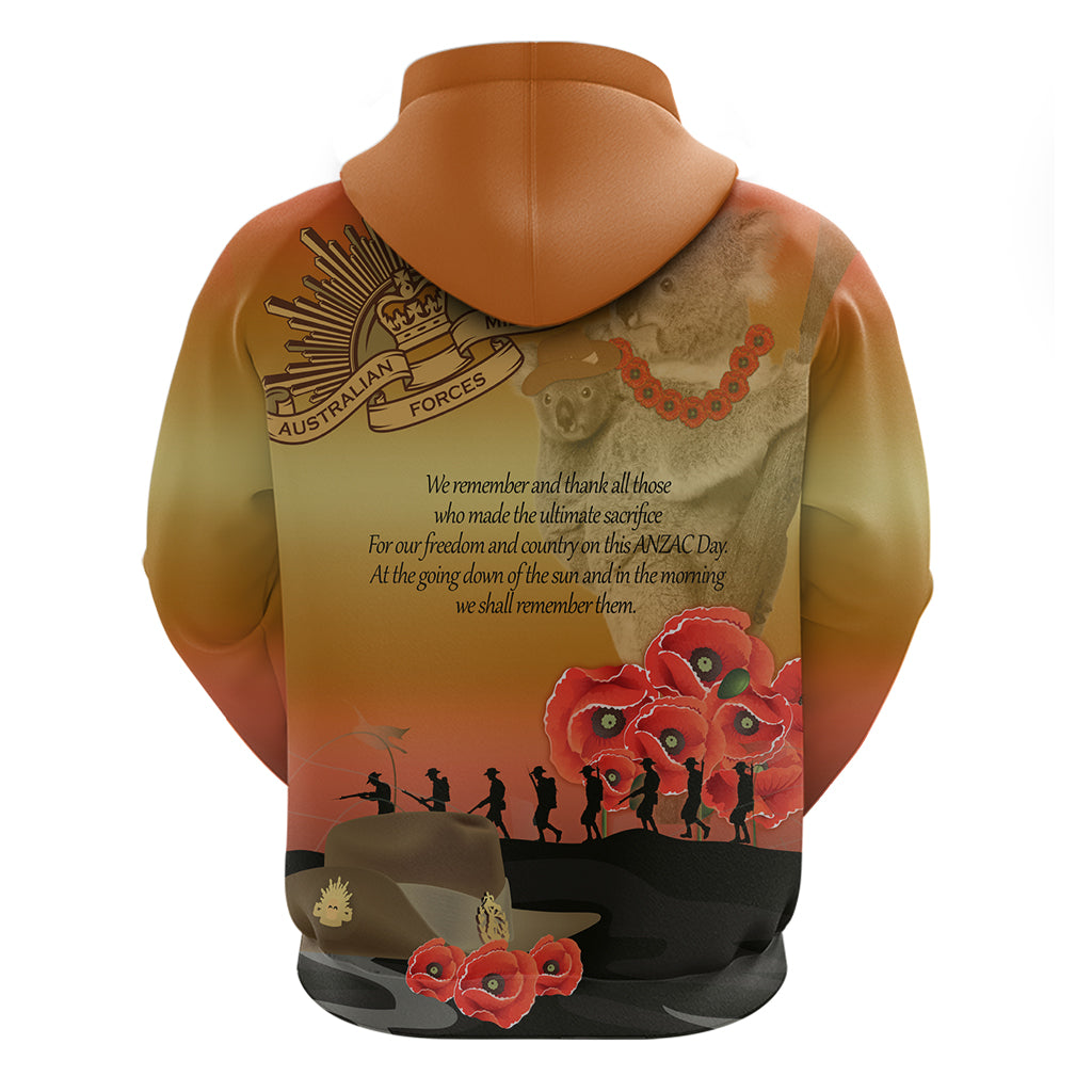 Australia Koala Soldier Style Zip Hoodie Last Post Lest We Forget