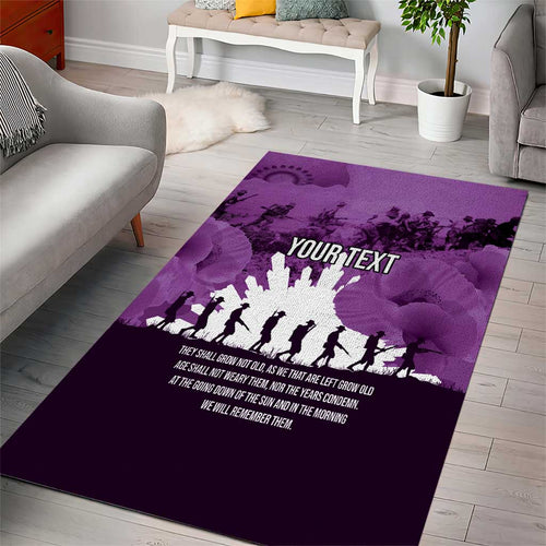 Anzac Day Gallipoli Personalised Area Rug Purple Poppy Flowers