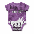 Anzac Day Gallipoli Personalised Baby Onesie Purple Poppy Flowers