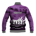 Anzac Day Gallipoli Personalised Baseball Jacket Purple Poppy Flowers