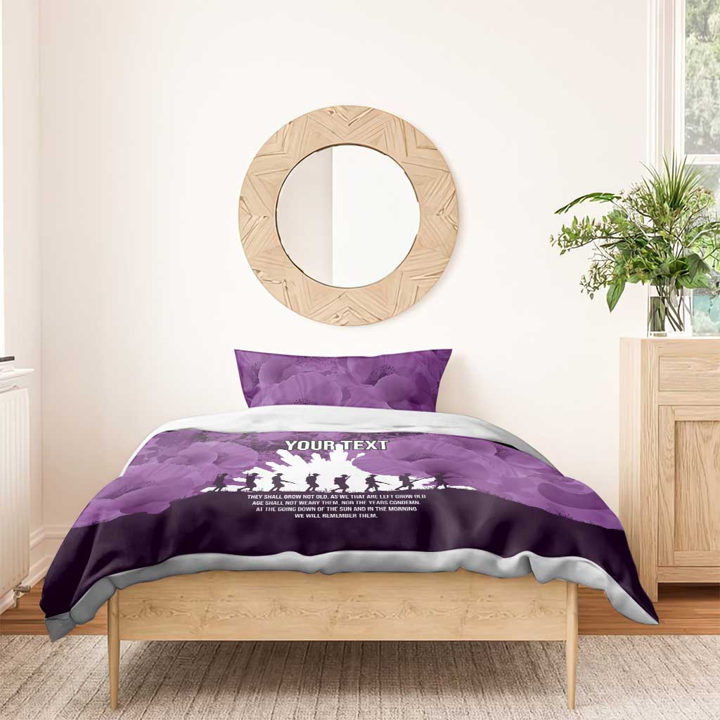 Anzac Day Gallipoli Personalised Bedding Set Purple Poppy Flowers