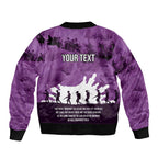 Anzac Day Gallipoli Personalised Bomber Jacket Purple Poppy Flowers