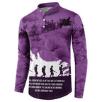 Anzac Day Gallipoli Personalised Button Sweatshirt Purple Poppy Flowers