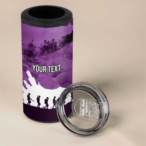 Anzac Day Gallipoli Personalised 4 in 1 Can Cooler Tumbler Purple Poppy Flowers