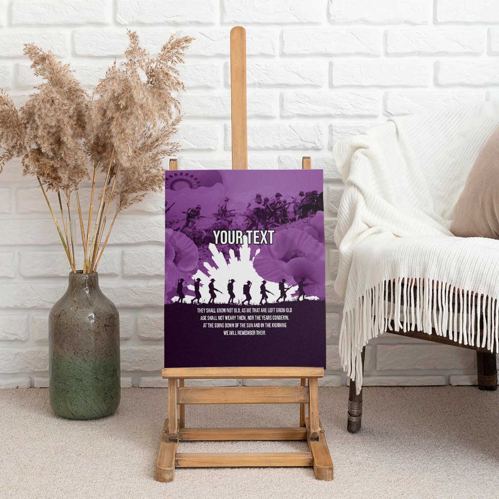 Anzac Day Gallipoli Personalised Canvas Wall Art Purple Poppy Flowers