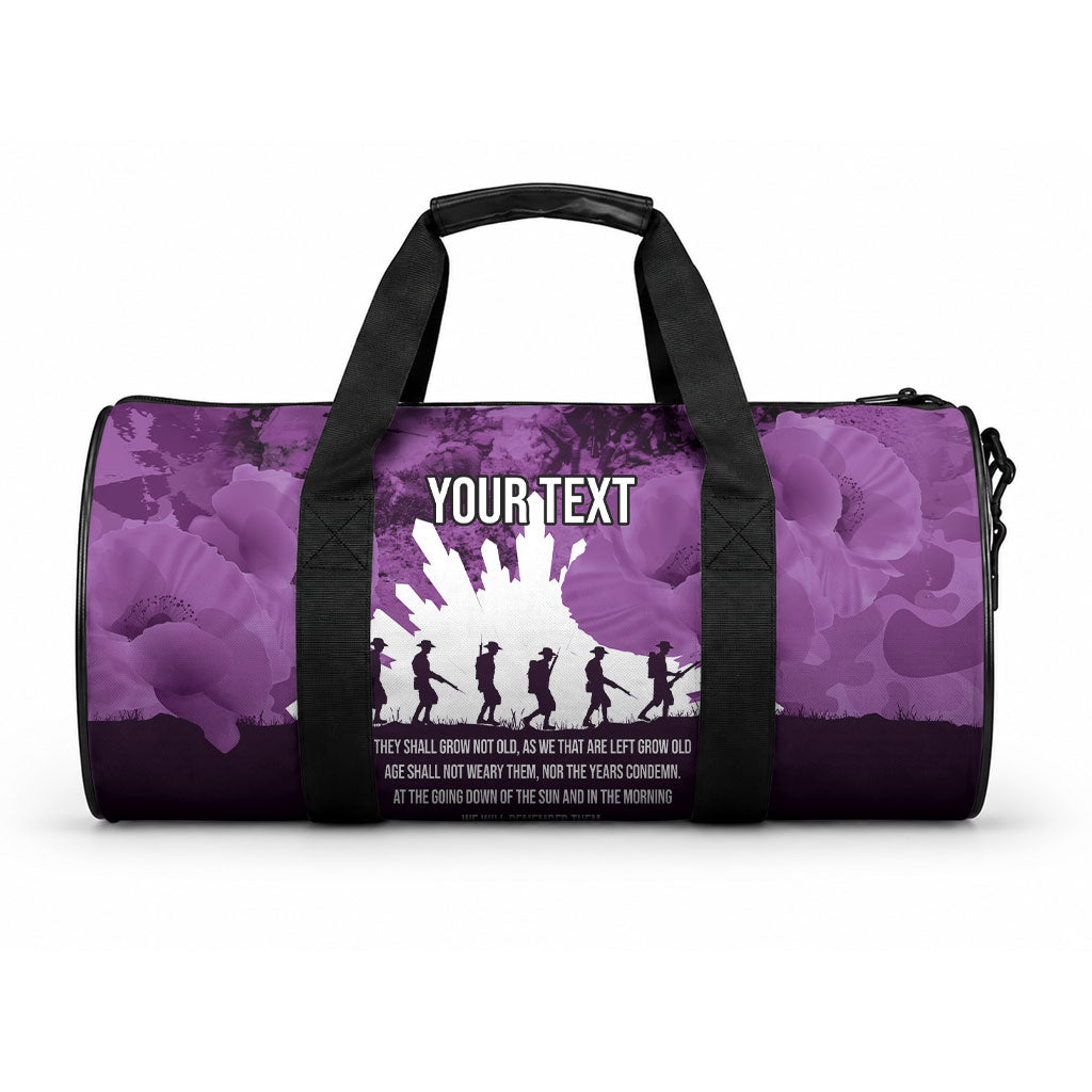 Anzac Day Gallipoli Personalised Duffle Bag Purple Poppy Flowers