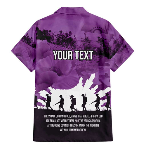 Anzac Day Gallipoli Personalised Family Matching Mermaid Dress and Hawaiian Shirt Purple Poppy Flowers