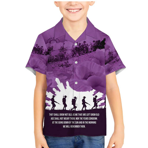 Anzac Day Gallipoli Personalised Family Matching Mermaid Dress and Hawaiian Shirt Purple Poppy Flowers