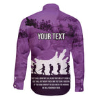 Anzac Day Gallipoli Personalised Family Matching Off The Shoulder Long Sleeve Dress and Hawaiian Shirt Purple Poppy Flowers