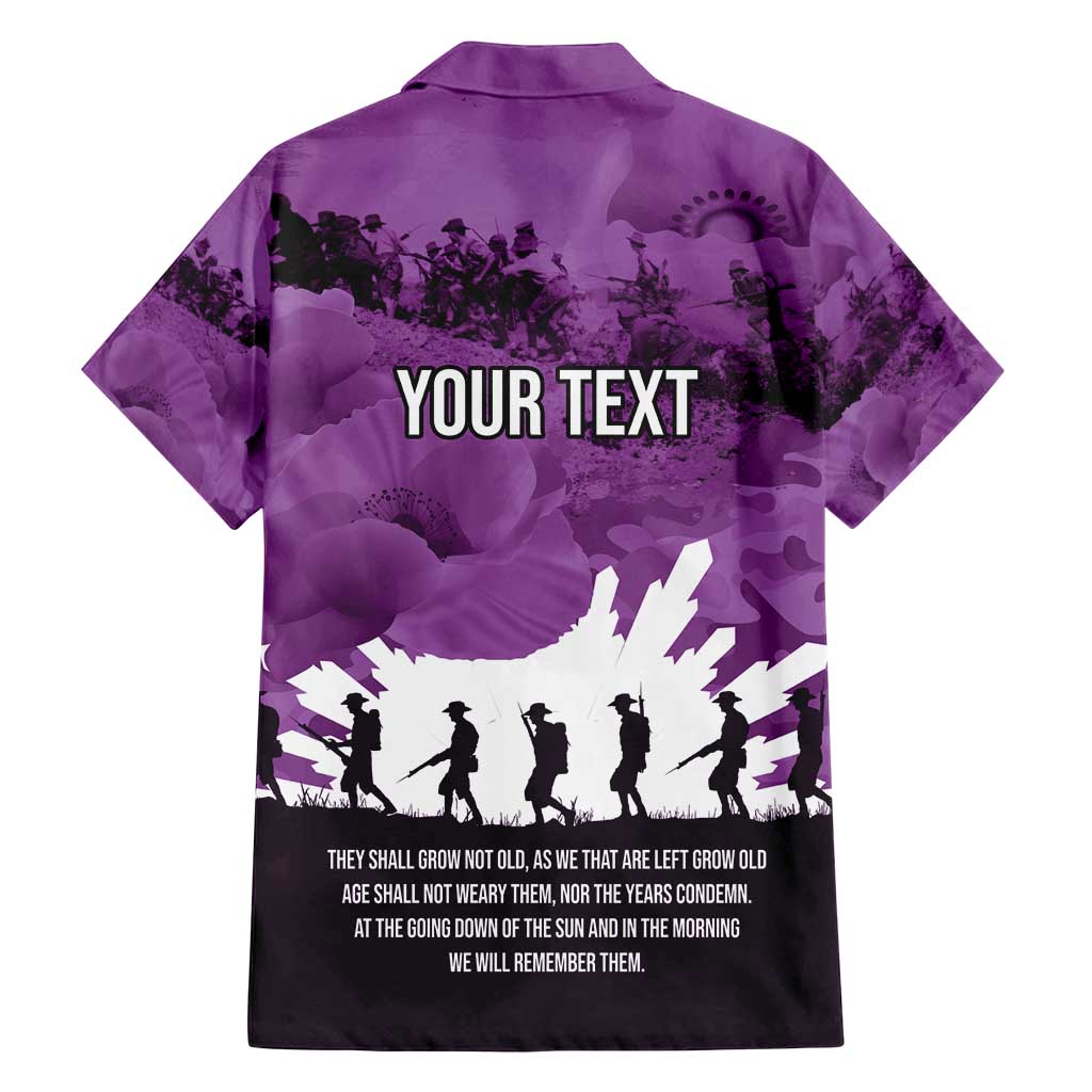 Anzac Day Gallipoli Personalised Family Matching Off Shoulder Maxi Dress and Hawaiian Shirt Purple Poppy Flowers