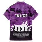 Anzac Day Gallipoli Personalised Family Matching Off Shoulder Short Dress and Hawaiian Shirt Purple Poppy Flowers