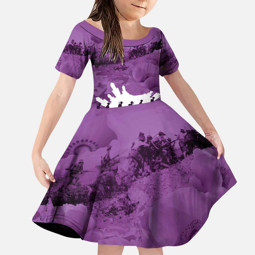 Anzac Day Gallipoli Personalised Family Matching Puletasi and Hawaiian Shirt Purple Poppy Flowers