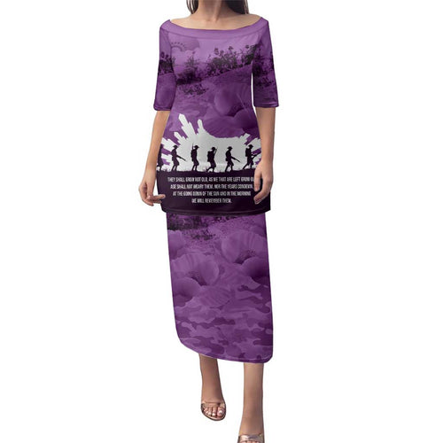 Anzac Day Gallipoli Personalised Family Matching Puletasi and Hawaiian Shirt Purple Poppy Flowers