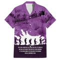 Anzac Day Gallipoli Personalised Family Matching Short Sleeve Bodycon Dress and Hawaiian Shirt Purple Poppy Flowers