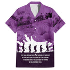 Anzac Day Gallipoli Personalised Family Matching Short Sleeve Bodycon Dress and Hawaiian Shirt Purple Poppy Flowers