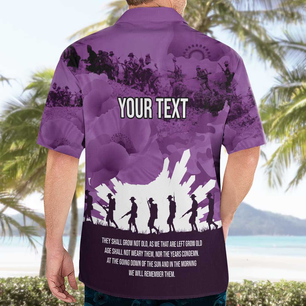 Anzac Day Gallipoli Personalised Hawaiian Shirt Purple Poppy Flowers
