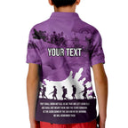 Anzac Day Gallipoli Personalised Kid Polo Shirt Purple Poppy Flowers