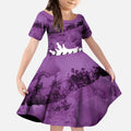 Anzac Day Gallipoli Personalised Kid Short Sleeve Dress Purple Poppy Flowers