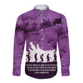 Anzac Day Gallipoli Personalised Long Sleeve Button Shirt Purple Poppy Flowers