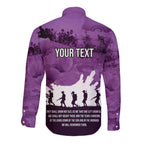 Anzac Day Gallipoli Personalised Long Sleeve Button Shirt Purple Poppy Flowers