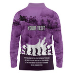 Anzac Day Gallipoli Personalised Long Sleeve Polo Shirt Purple Poppy Flowers