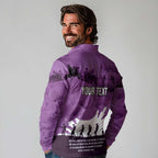 Anzac Day Gallipoli Personalised Long Sleeve Polo Shirt Purple Poppy Flowers
