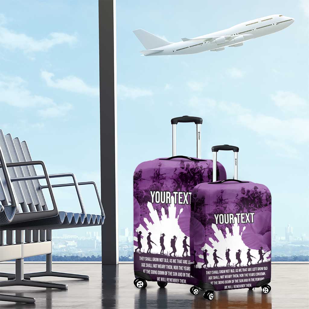 Anzac Day Gallipoli Personalised Luggage Cover Purple Poppy Flowers