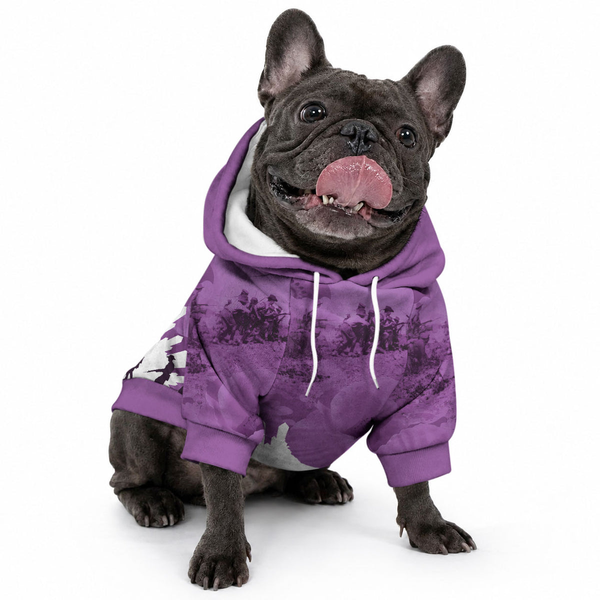 Anzac Day Gallipoli Personalised Pet Hoodie Purple Poppy Flowers