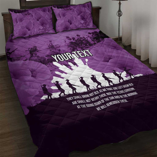 Anzac Day Gallipoli Personalised Quilt Bed Set Purple Poppy Flowers