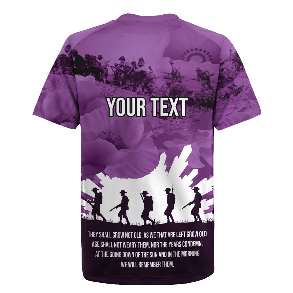 Anzac Day Gallipoli Personalised Rugby Jersey Purple Poppy Flowers