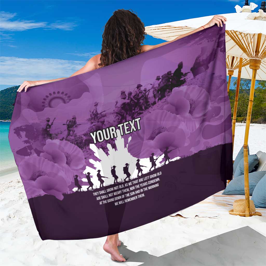 Anzac Day Gallipoli Personalised Sarong Purple Poppy Flowers