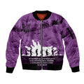 Anzac Day Gallipoli Personalised Sleeve Zip Bomber Jacket Purple Poppy Flowers