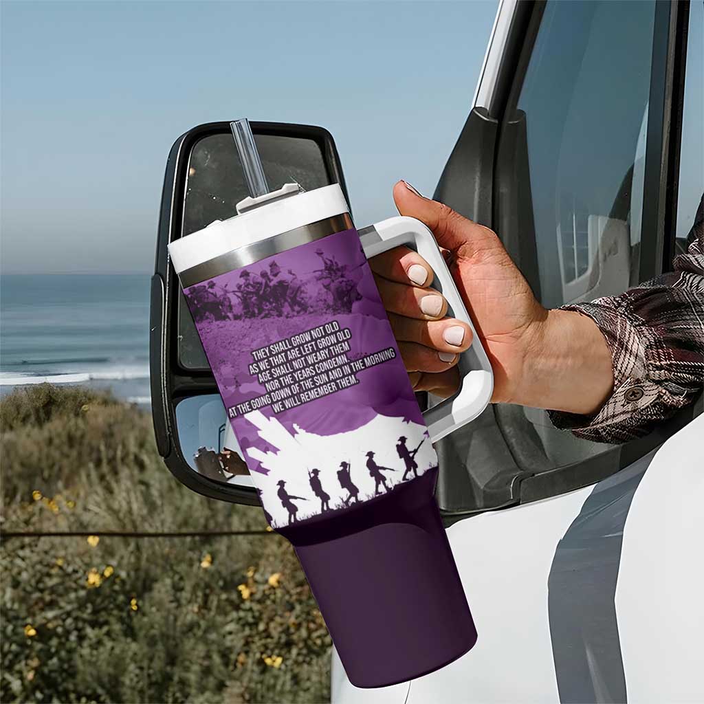 Anzac Day Gallipoli Personalised Tumbler With Handle Purple Poppy Flowers
