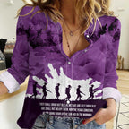 Anzac Day Gallipoli Personalised Women Casual Shirt Purple Poppy Flowers