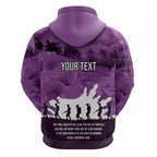 Anzac Day Gallipoli Personalised Zip Hoodie Purple Poppy Flowers