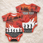 Anzac Day Gallipoli Personalised Baby Onesie Red Poppy Flowers