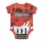 Anzac Day Gallipoli Personalised Baby Onesie Red Poppy Flowers