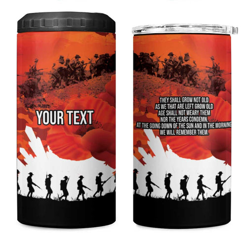 Anzac Day Gallipoli Personalised 4 in 1 Can Cooler Tumbler Red Poppy Flowers
