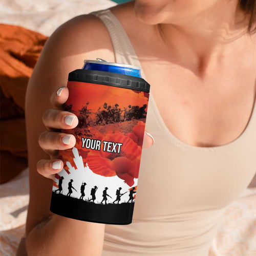 Anzac Day Gallipoli Personalised 4 in 1 Can Cooler Tumbler Red Poppy Flowers