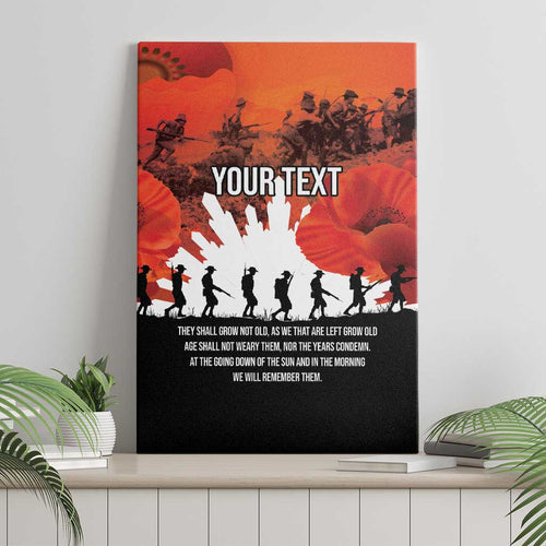 Anzac Day Gallipoli Personalised Canvas Wall Art Red Poppy Flowers