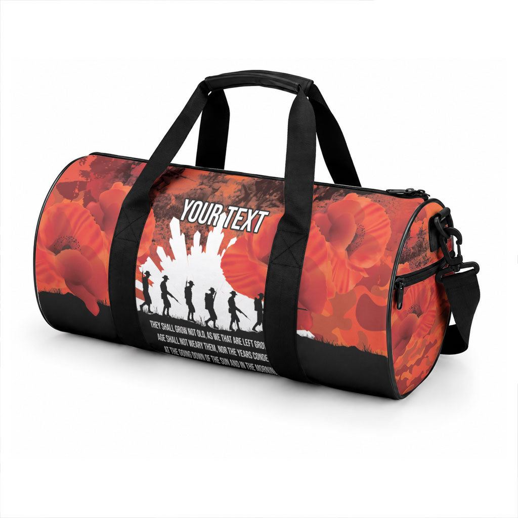 Anzac Day Gallipoli Personalised Duffle Bag Red Poppy Flowers