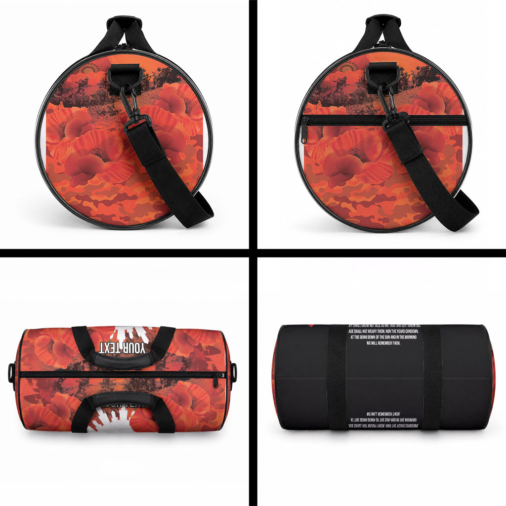 Anzac Day Gallipoli Personalised Duffle Bag Red Poppy Flowers