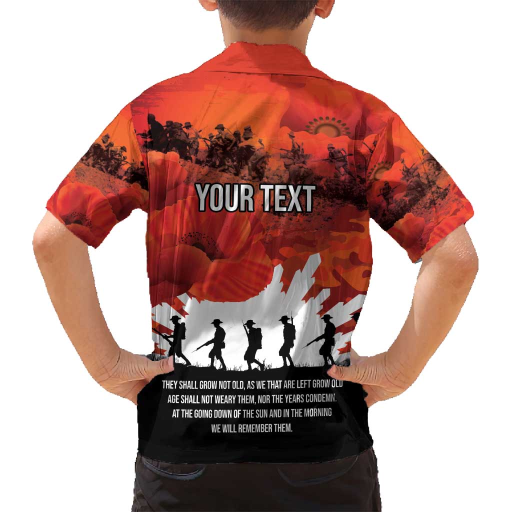 Anzac Day Gallipoli Personalised Family Matching Off Shoulder Maxi Dress and Hawaiian Shirt Red Poppy Flowers