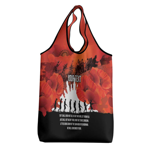 Anzac Day Gallipoli Personalised Grocery Bag Red Poppy Flowers