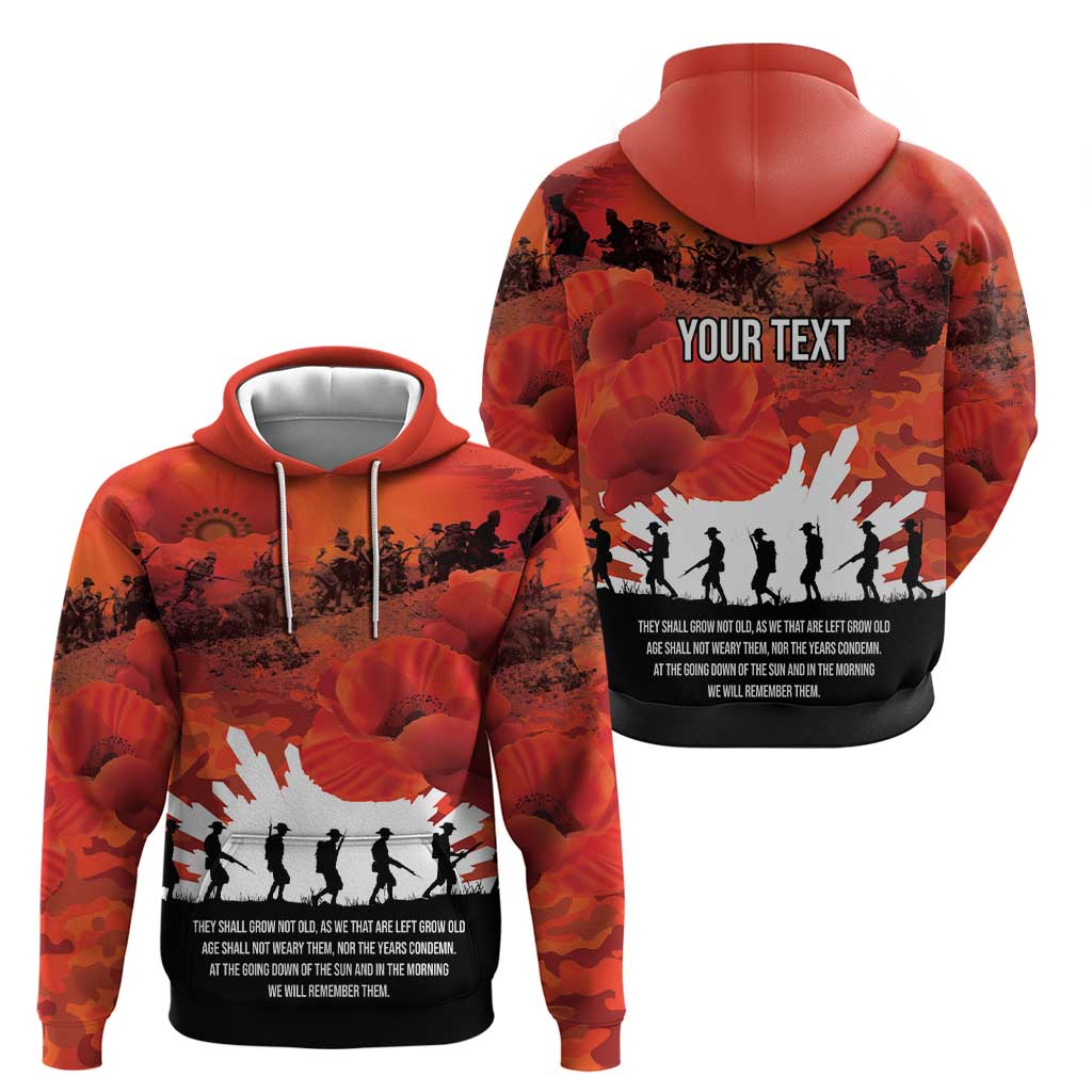 Anzac Day Gallipoli Personalised Hoodie Red Poppy Flowers