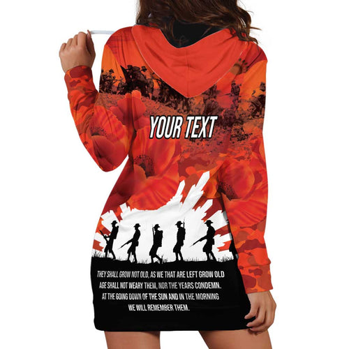 Anzac Day Gallipoli Personalised Hoodie Dress Red Poppy Flowers