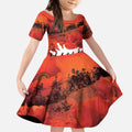 Anzac Day Gallipoli Personalised Kid Short Sleeve Dress Red Poppy Flowers