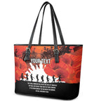Anzac Day Gallipoli Personalised Leather Tote Bag Red Poppy Flowers
