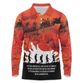 Anzac Day Gallipoli Personalised Long Sleeve Polo Shirt Red Poppy Flowers