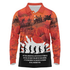 Anzac Day Gallipoli Personalised Long Sleeve Polo Shirt Red Poppy Flowers